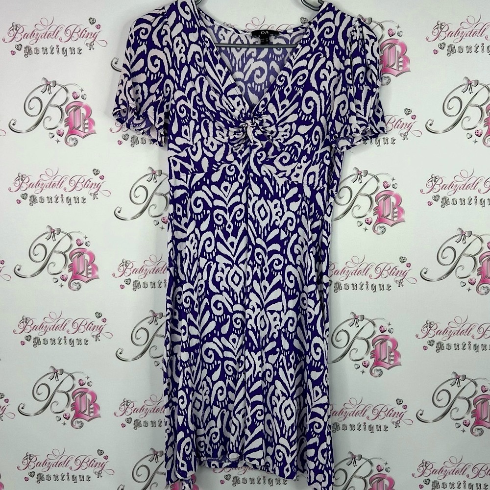 C&a mini dress paisley floral flowers Purple and White Patterned Dress